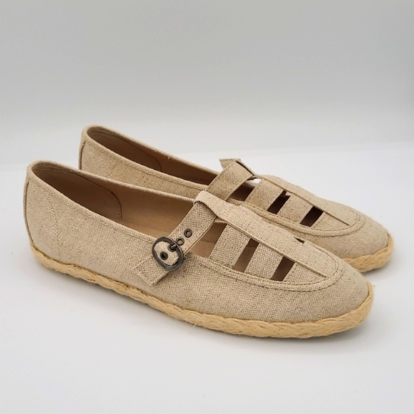 Grasshoppers Natural Adjustable Mary Jane Espadrilles Slip On 10 - Picture 1 of 6